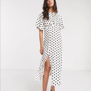 Polka dot ASOS maternity dress with slit!